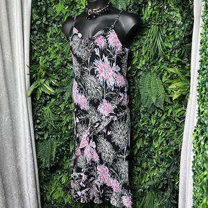 Vintage RAG Dress Women 12‎ Black Cowl Neck Ruffle Accent Sheath Cocktail 2470